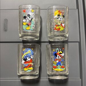 WDW McDonalds four parks 2000 Y2K square embossed set of 4 drinking glasses